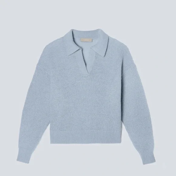EVERLANE Alpaca Waffle Stitch Polo Sweater - Picture 3 of 7